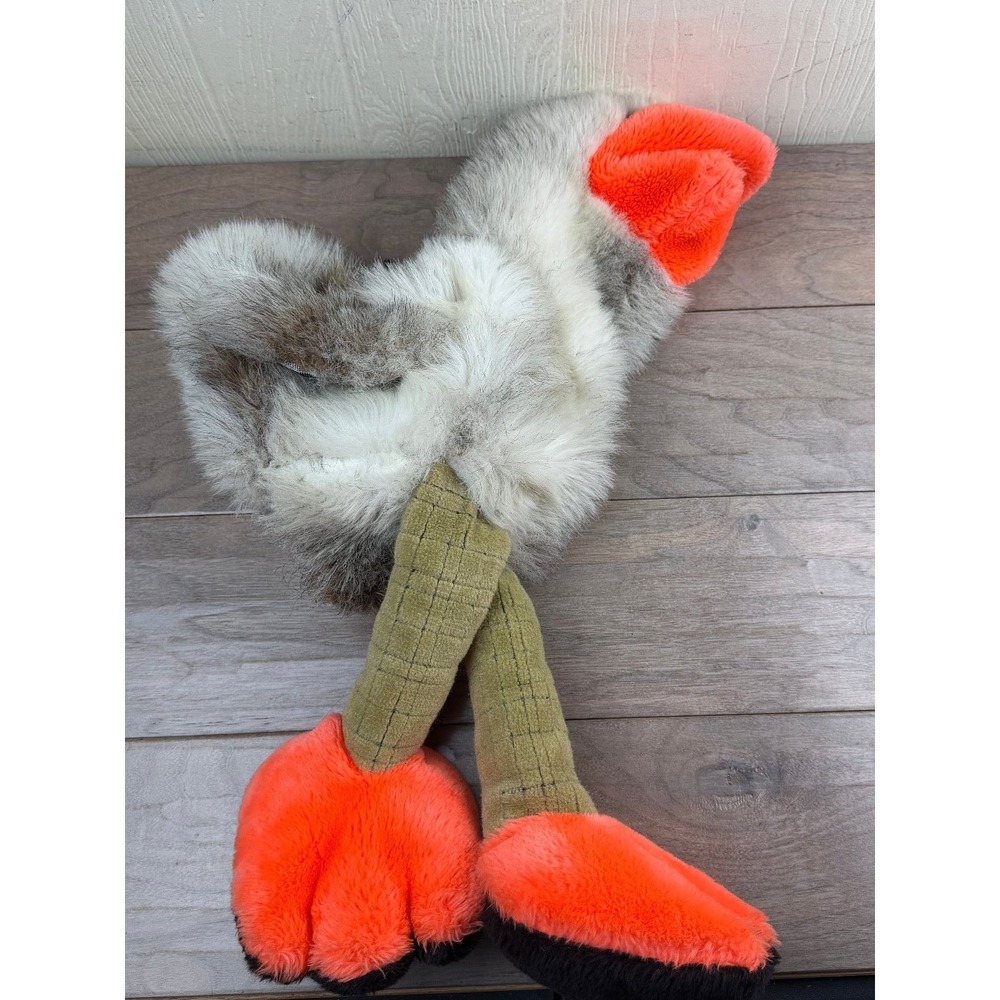 Large Shaggy Grey White Goose Swan hand puppet Plush Stuffed Animal Orange